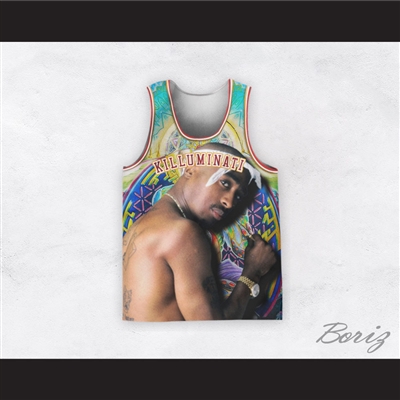 Tupac Shakur 16 Killuminati Funky Glyphs Basketball Jersey