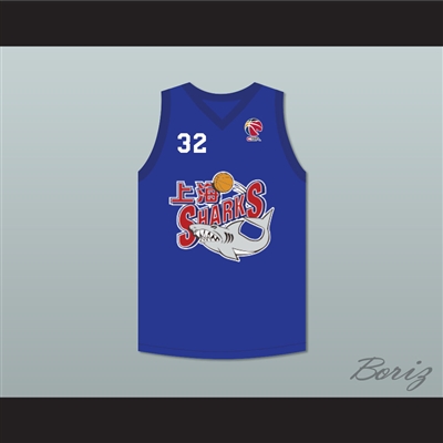 Jimmer Fredette 32 Shanghai Sharks Blue Basketball Jersey with CBA Patch
