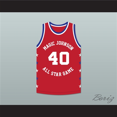Shawn Kemp 40 Magic Johnson All Star Game Red Basketball Jersey 1990 Midsummer Night's Magic Charity Event