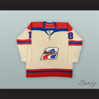 1977-78 WHA Bobby Sheehan 18 Indianapolis Racers White Hockey Jersey