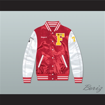 Thomas Shepard High School Basketball Red/ White Varsity Letterman Satin Bomber Jacket