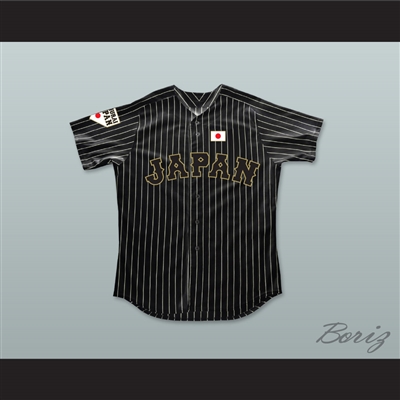 Shohei Ohtani 16 Japan Samurai Black Pinstriped Baseball Jersey