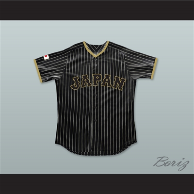 Shohei Ohtani 16 Japan Samurai Black Pinstriped Baseball Jersey 2