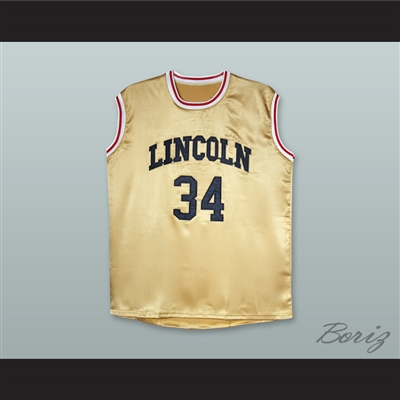 Jesus Shuttlesworth 34 Lincoln Gold Silk Basketball Jersey