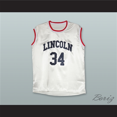 Jesus Shuttlesworth 34 Lincoln White Silk Basketball Jersey