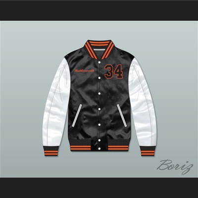 Jesus Shuttlesworth 34 Tech U Black/ White Varsity Letterman Satin Bomber Jacket
