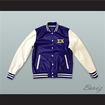 Sigma Chi Fraternity Blue and White Lab Leather Varsity Letterman Jacket