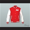 Singapore Red Wool and White Lab Leather Varsity Letterman Jacket
