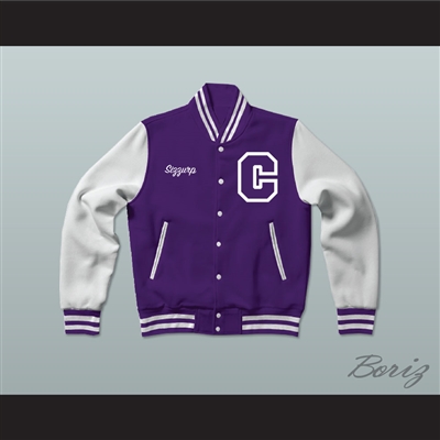 Sizzurp Team Codeine Lean Purple Letterman Jacket-Style Sweatshirt