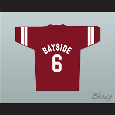 AC Slater 6 Bayside Tigers Football Jersey Maroon Saved By The Bell