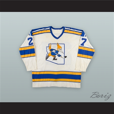 1975-77 WHA Mike Sleep 27 Phoenix Roadrunners White Hockey Jersey