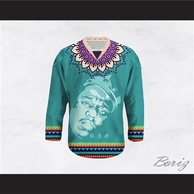Biggie Smalls 60 Funky Style Teal Hockey Jersey