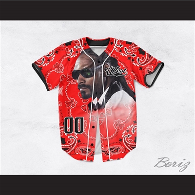 Snoop Dogg 00 Westside Red Bandana Design Baseball Jersey