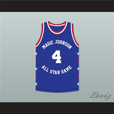 Spud Webb 4 Magic Johnson All Star Game Blue Basketball Jersey 1988 Midsummer Night's Magic Charity Event