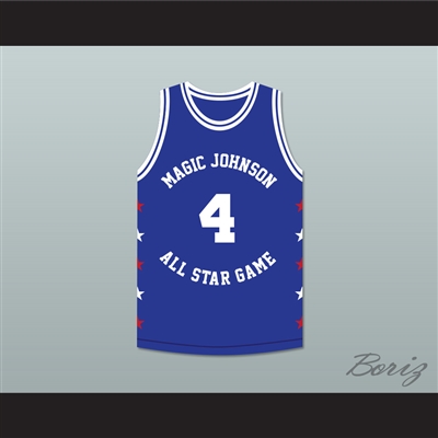 Spud Webb 4 Magic Johnson All Star Game Blue Basketball Jersey 1989 Midsummer Night's Magic Charity Event