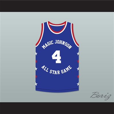 Spud Webb 4 Magic Johnson All Star Game Blue Basketball Jersey 1986 Midsummer Night's Magic Charity Event