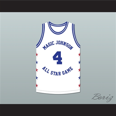 Spud Webb 4 Magic Johnson All Star Game White Basketball Jersey 1990 Midsummer Night's Magic Charity Event