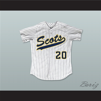 Matthew Stafford 20 Highland Park High School Scots White Pinstriped Baseball Jersey 2