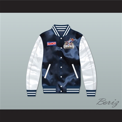 Stars Rock N' Jock All Star Jam 2002 Navy Blue/ White Varsity Letterman Satin Bomber Jacket