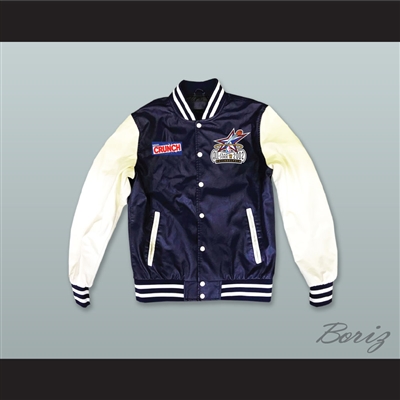 Stars Rock N' Jock All Star Jam 2002 Navy Blue and White Lab Leather Varsity Letterman Jacket