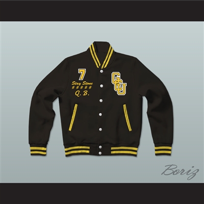 Stay Stone G.C.U. Black Varsity Letterman Jacket-Style Sweatshirt Cyborg