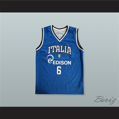 Stefano Mancinelli 6 Italia Basketball Jersey with Patch