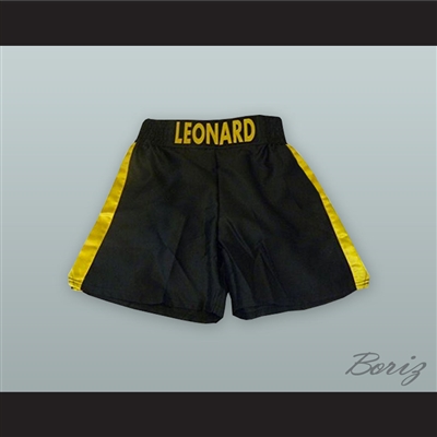 Sugar Ray Leonard Black and Yellow Boxing Shorts