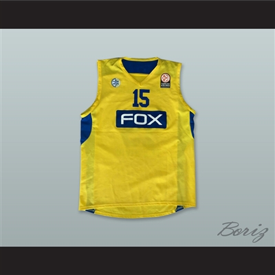 Sylven Landesberg 15 Maccabi Tel Aviv Israel BC Yellow Basketball Jersey