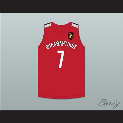 Thanasis Antetokounmpo 7 Filathlitikos A.O Zografou B.C. Red Basketball Jersey 2