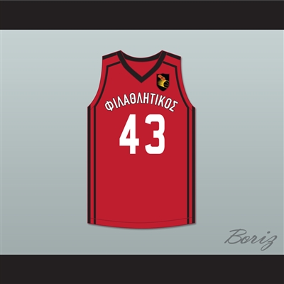Thanasis Antetokounmpo 43 Filathlitikos A.O Zografou B.C. Red Basketball Jersey