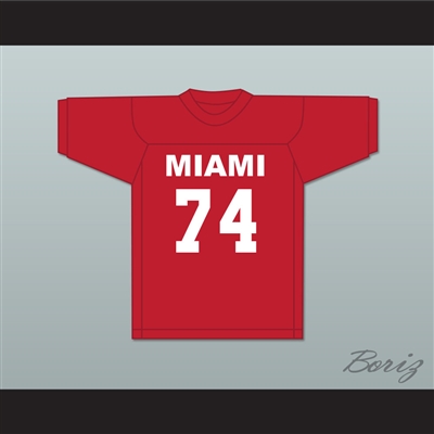 T.J. Lambert 74 Miami Red Football Jersey Semi-Tough