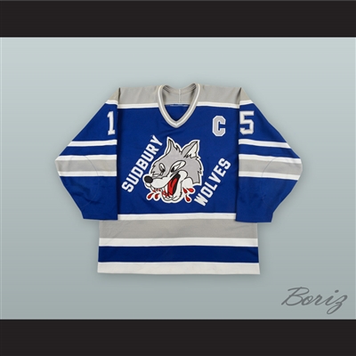 Terry Chitaroni 15 Sudbury Wolves Blue Hockey Jersey