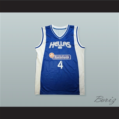 Theodoros Papaloukas 4 Greece Blue Basketball Jersey