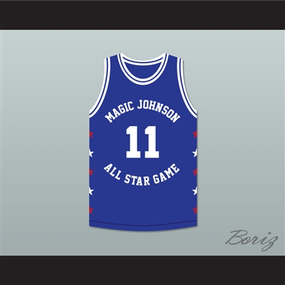 Isiah Thomas 11 Magic Johnson All Star Game Blue Basketball Jersey 1989 Midsummer Night's Magic Charity Event