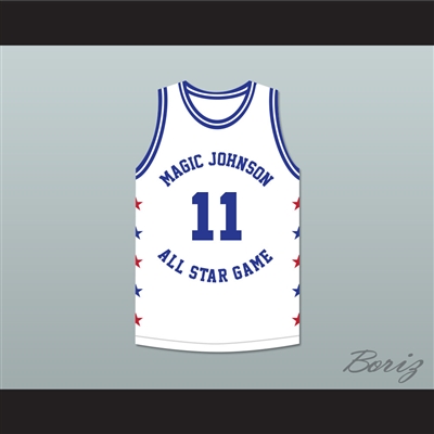 Isiah Thomas 11 Magic Johnson All Star Game White Basketball Jersey 1990 Midsummer Night's Magic Charity Event