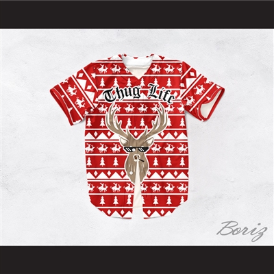 Thug Life Christmas Deer Baseball Jersey Design 4