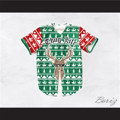 Thug Life Christmas Deer Baseball Jersey Design 5