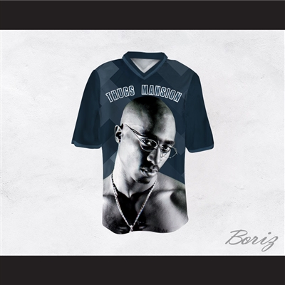 Tupac Shakur 24 Thugs Mansion Dark Blue Football Jersey