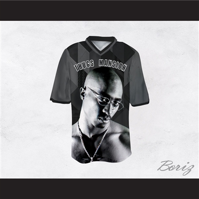 Tupac Shakur 24 Thugs Mansion Gray Geometric Football Jersey