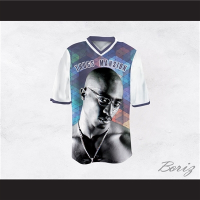 Tupac Shakur 24 Thugs Mansion Square Pattern Design Football Jersey