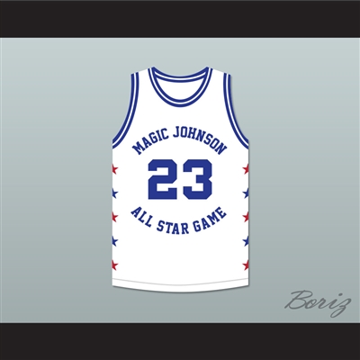 Wayman Tisdale 23 Magic Johnson All Star Game White Basketball Jersey 1990 Midsummer Night's Magic Charity Event
