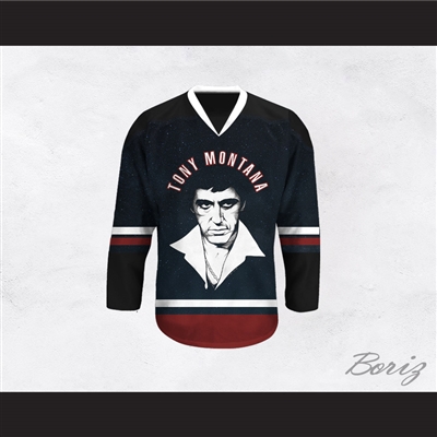 Tony Montana 00 Scarface Black Hockey Jersey