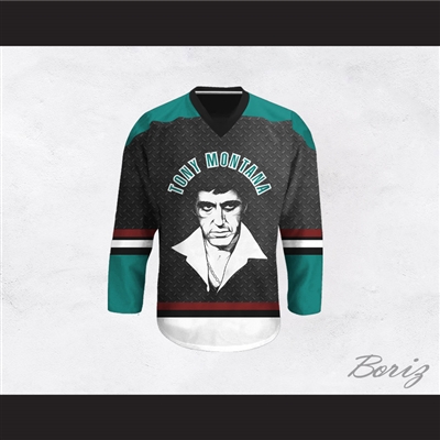 Tony Montana 00 Scarface Diamond Plate Pattern Hockey Jersey