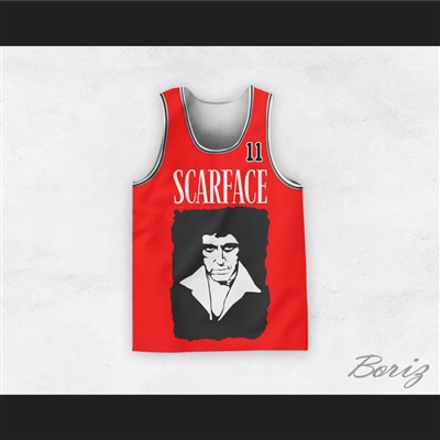 Tony Montana 11 Scarface Red Basketball Jersey