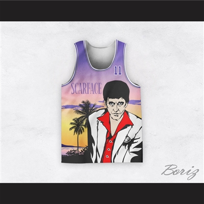 Tony Montana 11 Scarface Beach Scene Basketball Jersey