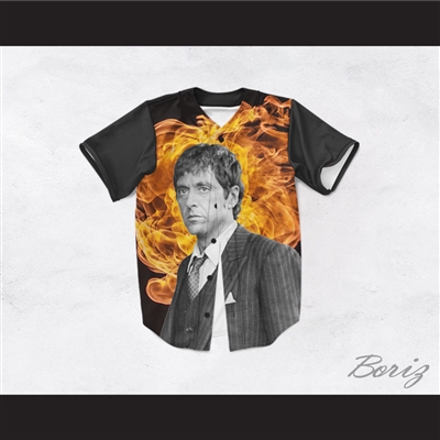 Tony Montana Scarface 45 Raging Flames Baseball Jersey