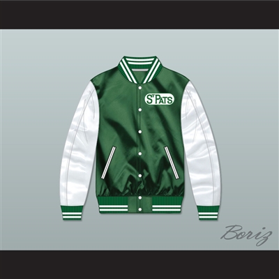 Toronto St Pats Green and White Varsity Letterman Satin Bomber Jacket