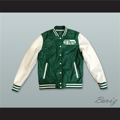 Toronto St Pats Hockey Green and White Lab Leather Varsity Letterman Jacket