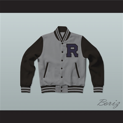 Troy Barnes Riverside High School Community TV Show Gray and Black Varsity Letterman Jacket-Style Sweatshirt