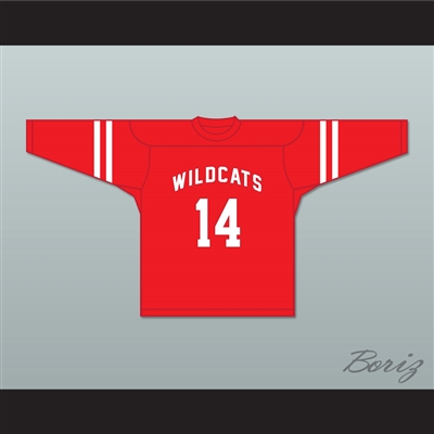 Troy Bolton 14 East High School Wildcats Red Hockey Jersey Design 1
